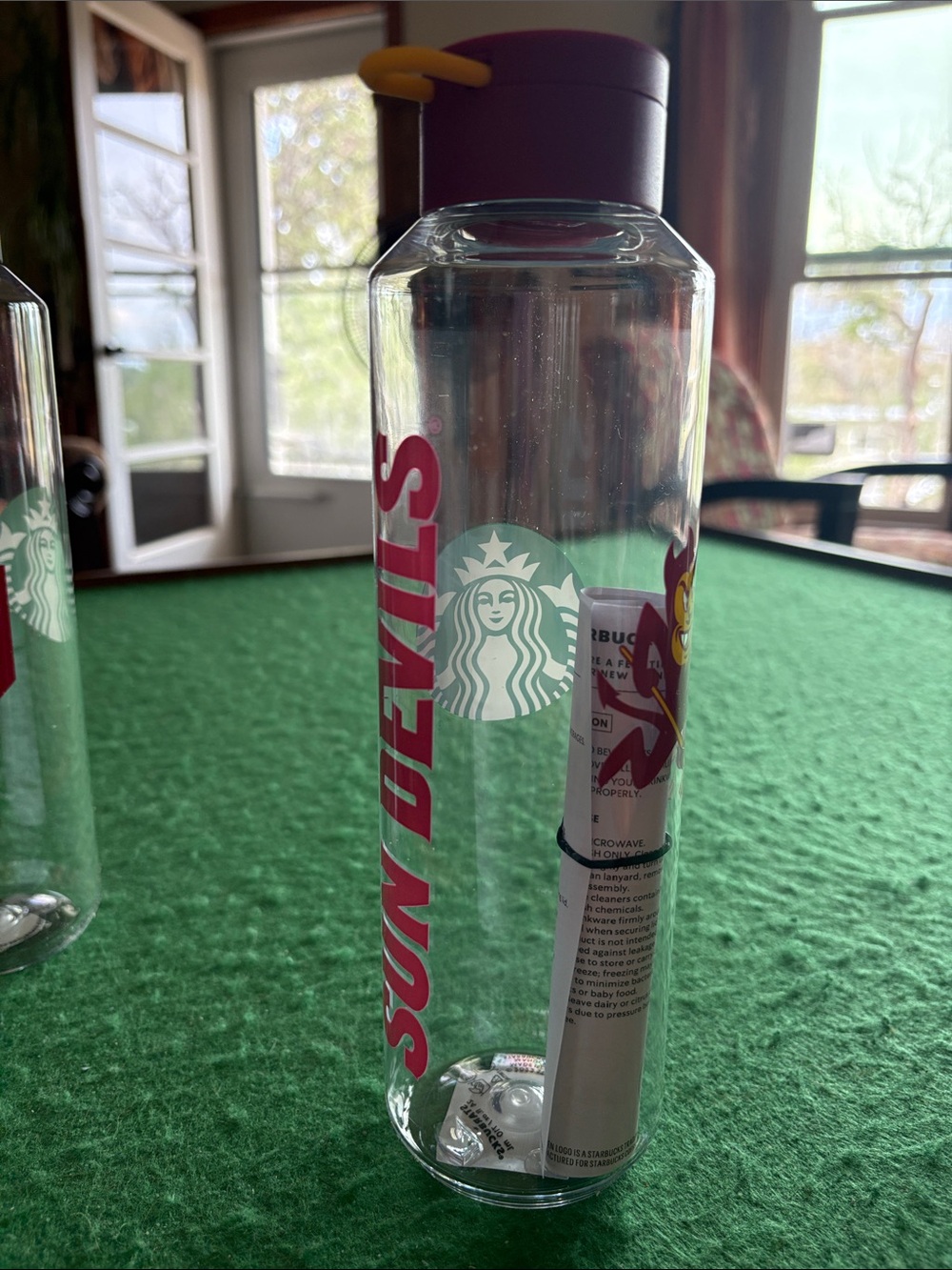Starbucks Sun Devils Water Bottle with Maroon Lid and Yellow Spout